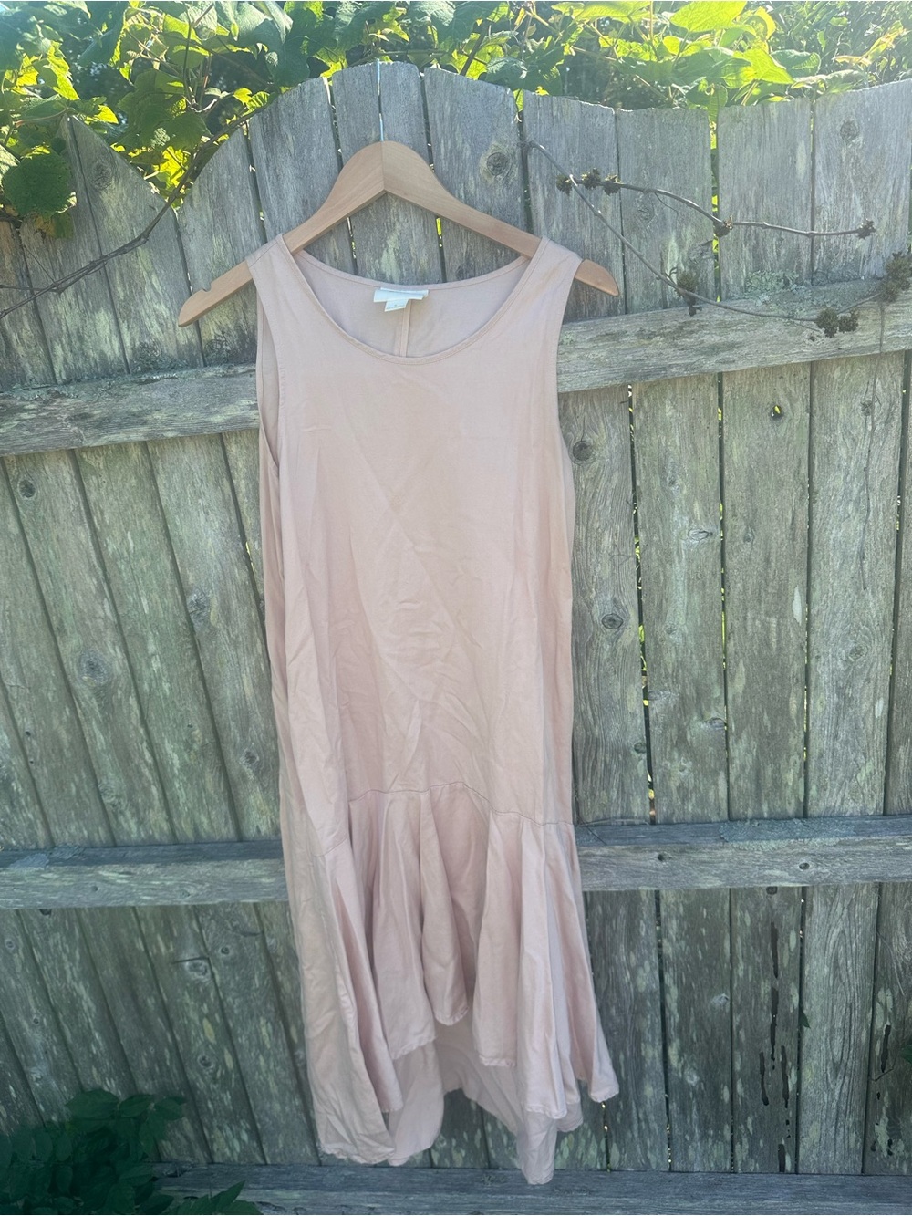 Maeve Sleeveless Ruffle-Hem Midi Dress in Soft Blush